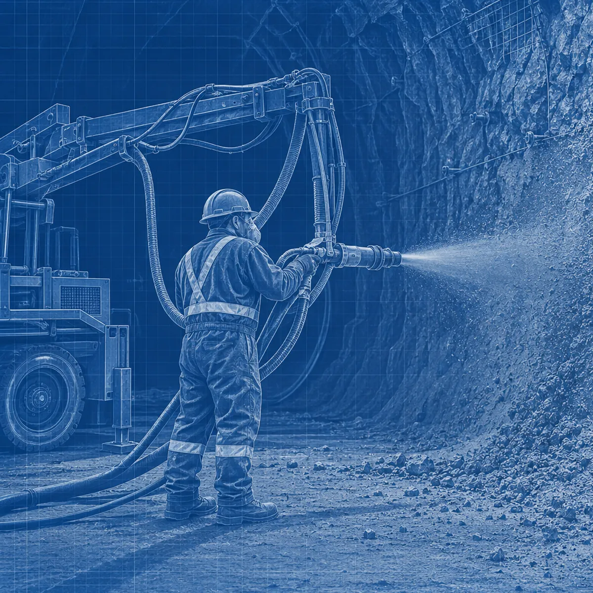 Control de espesor y consumo de concreto lanzado en minería subterránea