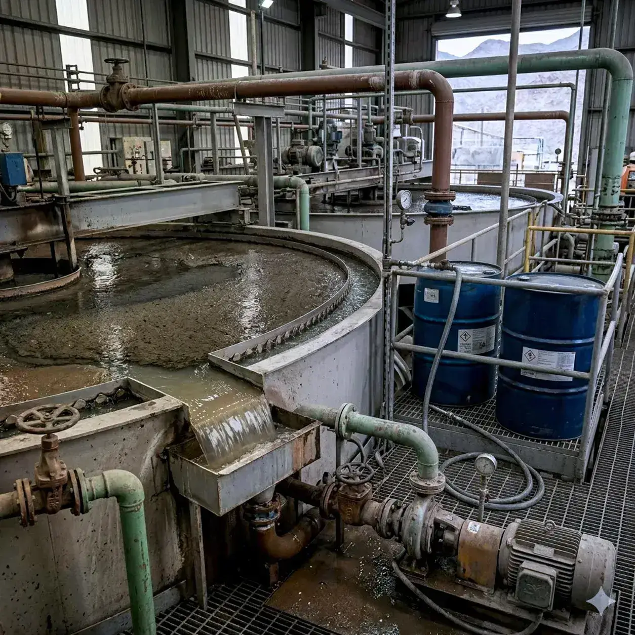 Sistema de tratamiento de agua y planta de beneficio con dosificación química para proceso minero